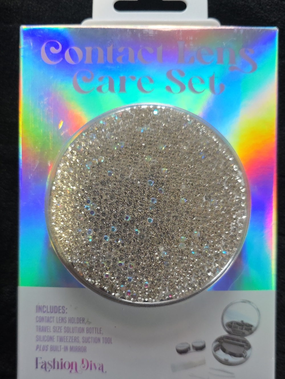 Silver Contact Lens Care Set "Fashion Diva" A Glitz And Glam Company
